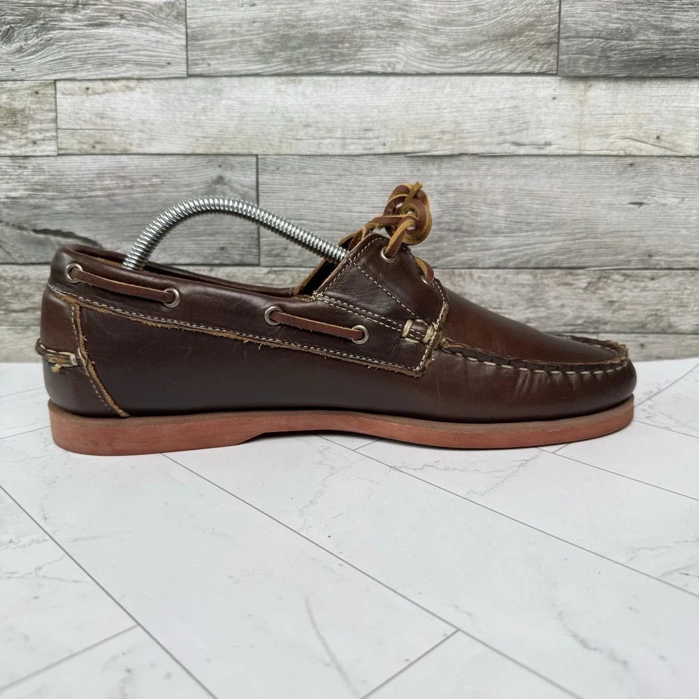 Allen Edmonds Force 10 Boat Shoes Men's Size 9.5 D Loafer Brown Mahogany Leather